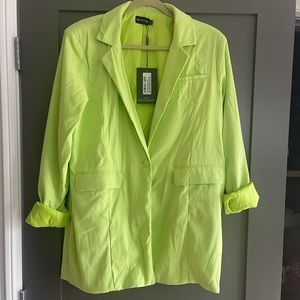 Pretty Little Thing lime green dad blazer. New with tags.